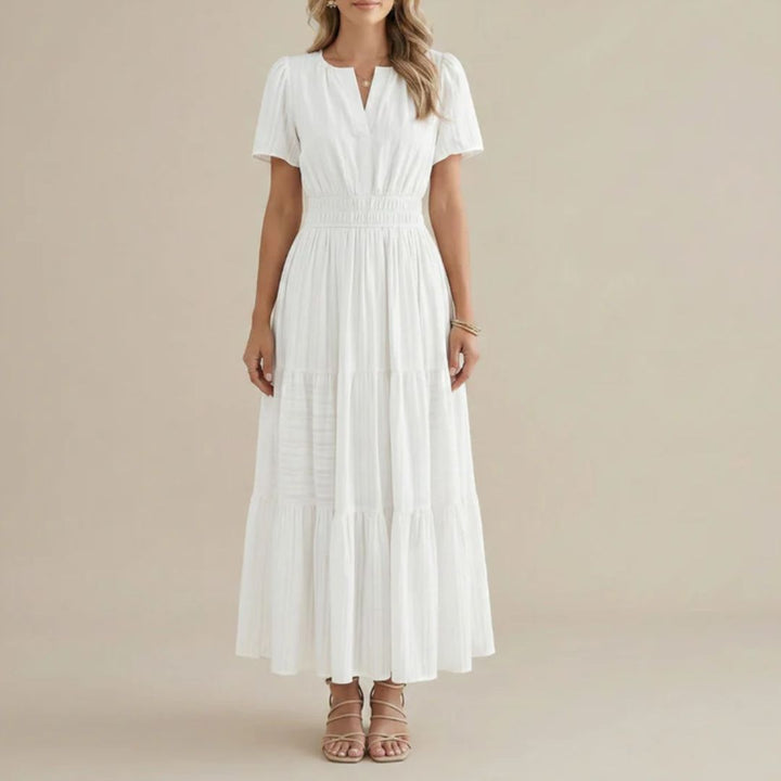 Elara™ | Boho A-Line Maxi Dress with V-Neck &amp; Flowing Fit