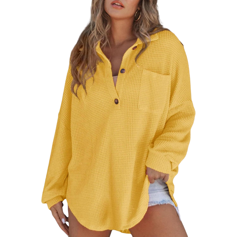 KATHRYN™ – Casual Lightweight Button V Neck Tunic Blouse
