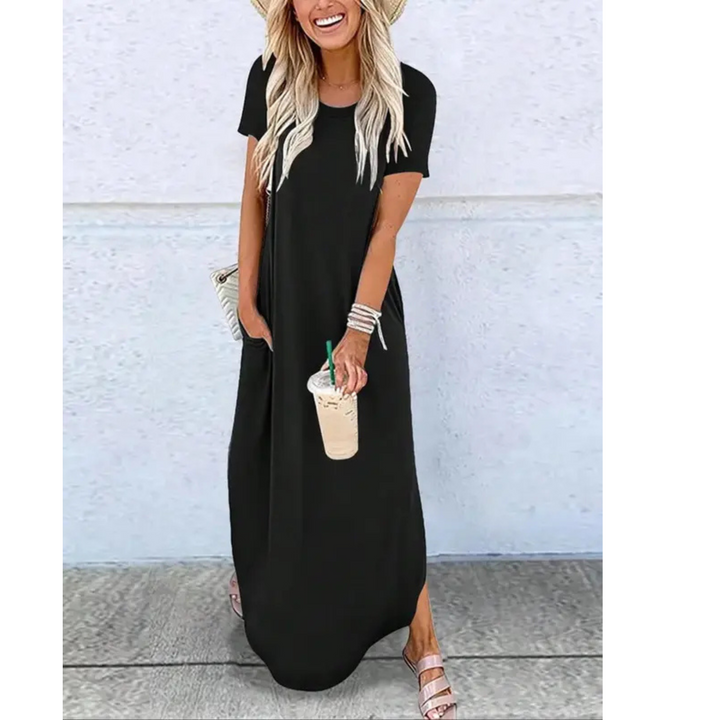 RELNA™ – Casual Summer Round Neck Maxi Dress