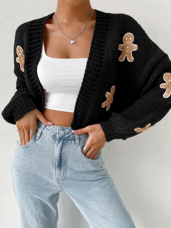 HEIDI™ - Open Front Knit Cardigan with Cartoon Print for Cozy Outfits