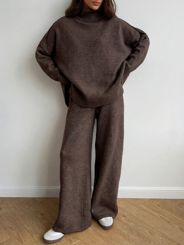 BEATRIX™ – Turtleneck Sweater &amp; Wide Leg Pants Two-Piece Set