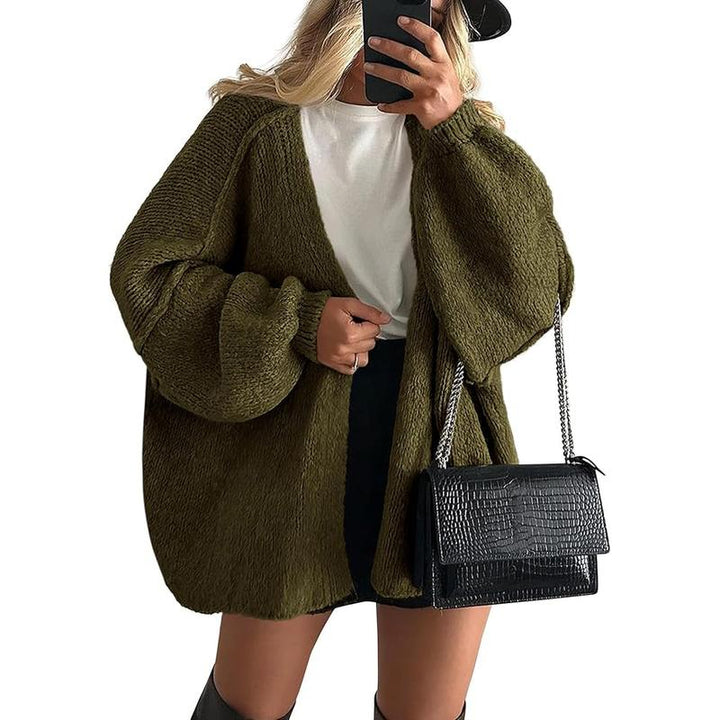 VERONIKA™ - Oversized Fit Lantern Sleeve Autumn Knit Cardigan