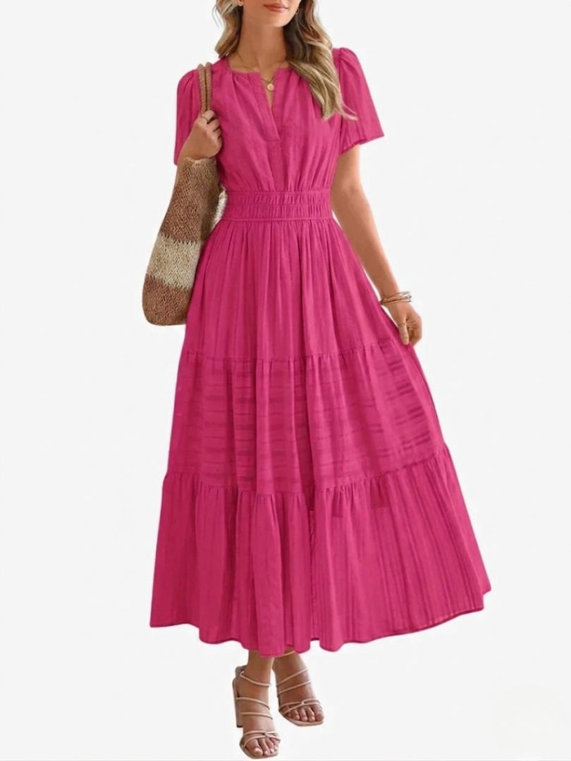Elara™ | Boho A-Line Maxi Dress with V-Neck &amp; Flowing Fit