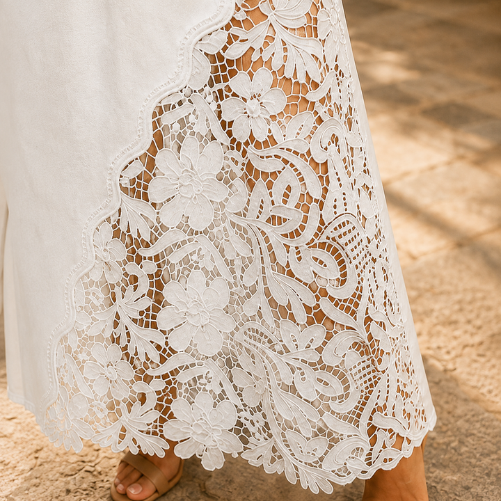 Gonna Maxi in Denim con Pizzo Solenne