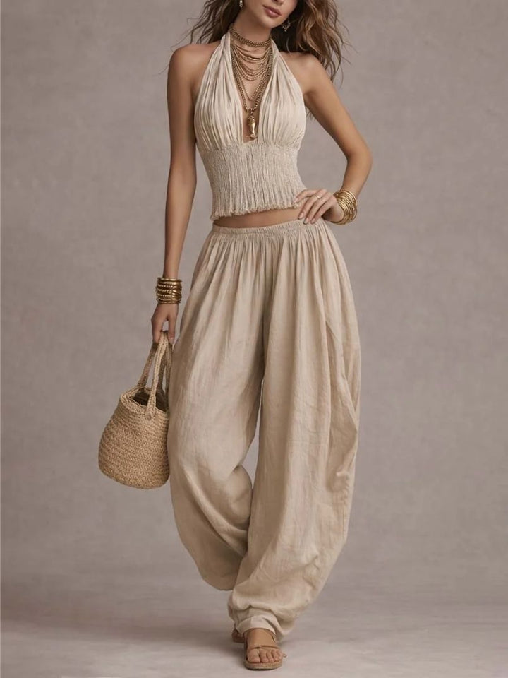 Moretti™ | Set boho con pantaloni harem dal fascino naturale