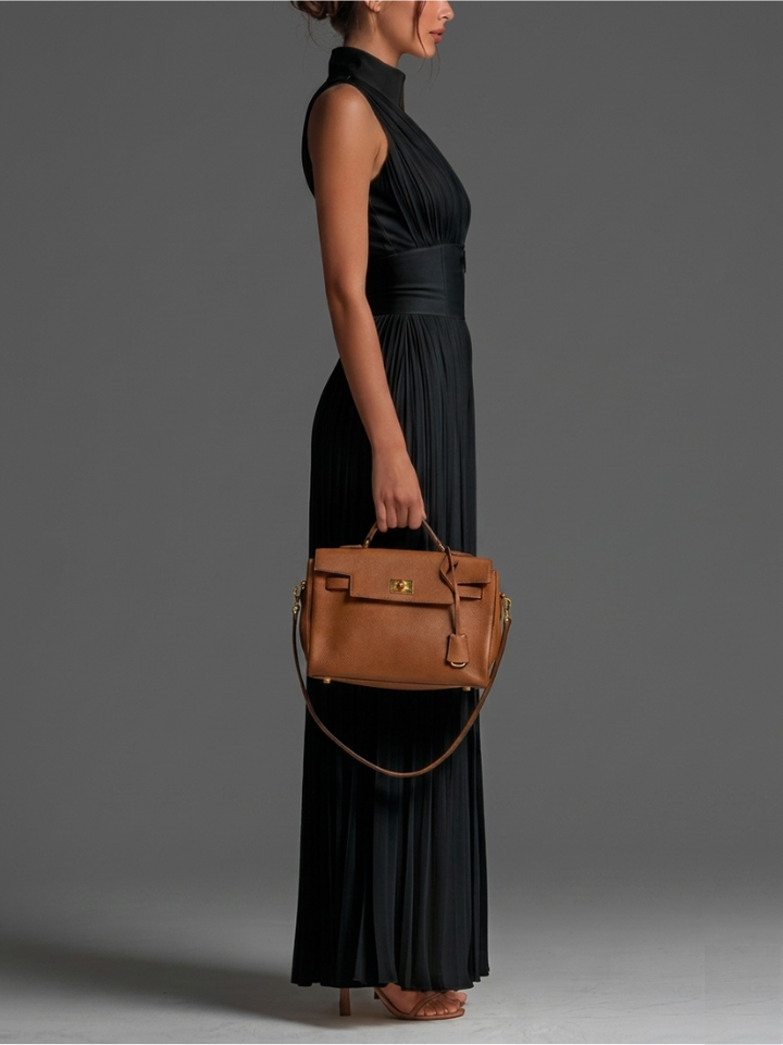 Tuta Zsófia – Completo in chiffon nero plissettato