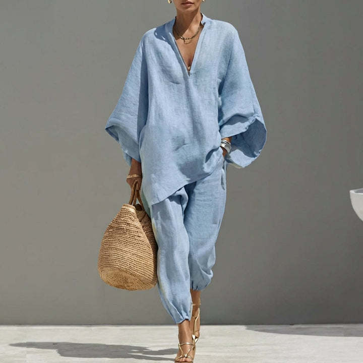 Marina | Completo Casual a Due Pezzi con Collo a V per Donna