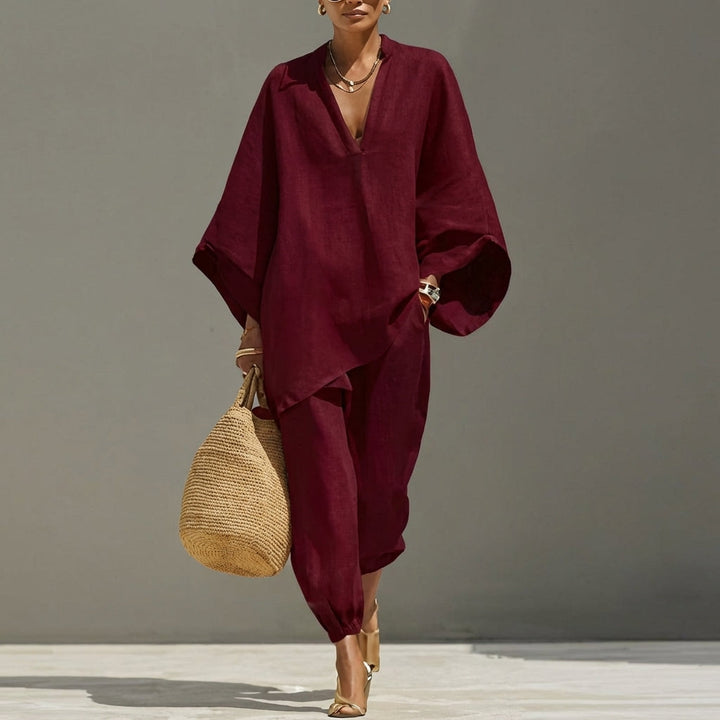 Marina | Completo Casual a Due Pezzi con Collo a V per Donna