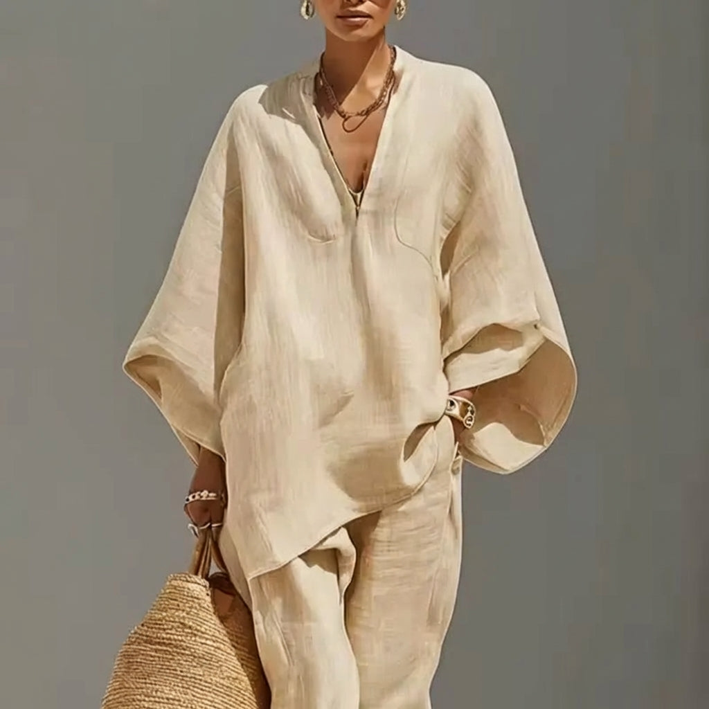 Marina | Completo Casual a Due Pezzi con Collo a V per Donna