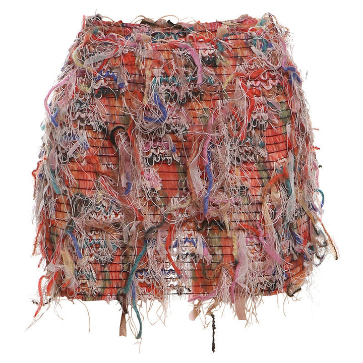 MARIA™ – Chic Fringe Detail High-Waist Mini Skirt