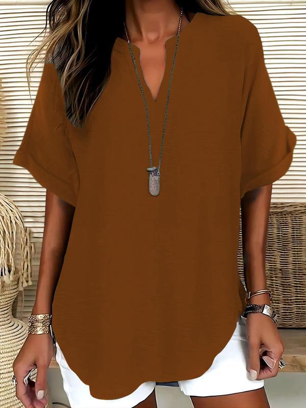 GENNEVA™ – Casual Plain Short Sleeve Blouse