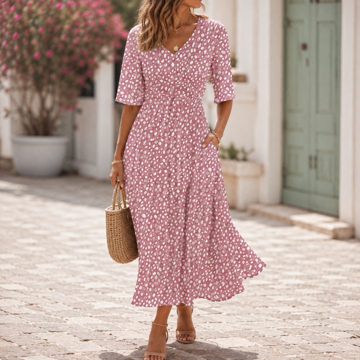 Francesca | Abito Midi Elegante con Design che Nasconde la Pancia