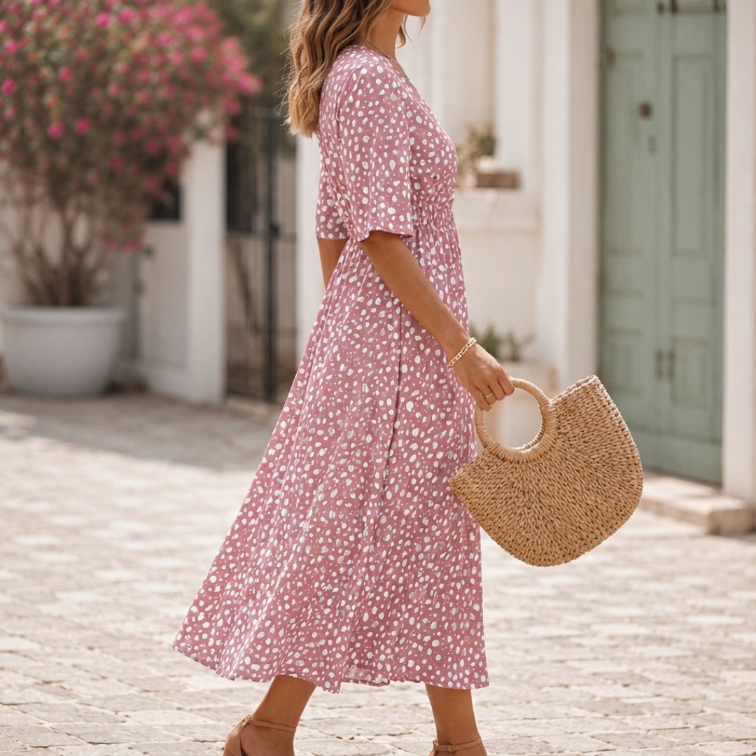 Francesca | Abito Midi Elegante con Design che Nasconde la Pancia
