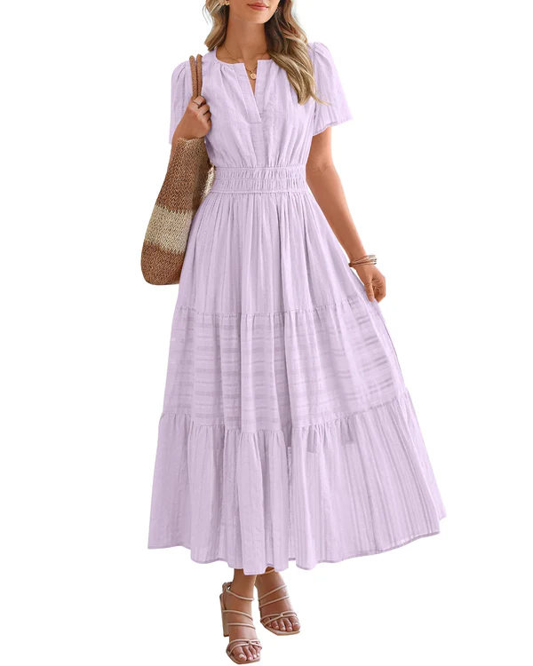 Elara™ | Boho A-Line Maxi Dress with V-Neck &amp; Flowing Fit