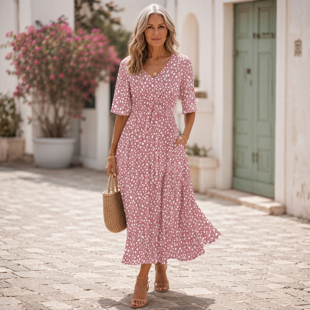 Francesca | Abito Midi Elegante con Design che Nasconde la Pancia
