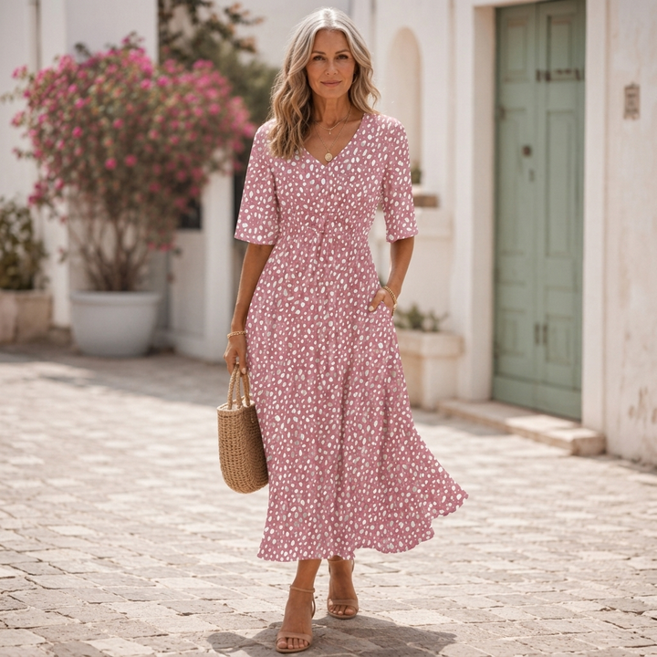 Francesca | Abito Midi Elegante con Design che Nasconde la Pancia